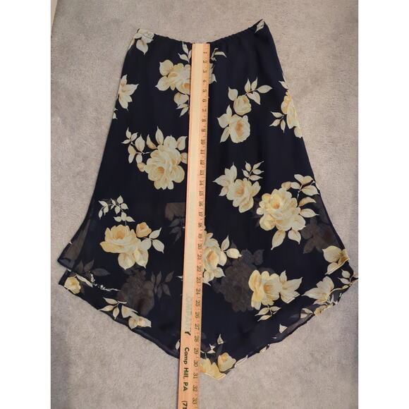 STUDIO I PETITE Two Piece Blouse Skirt Set Yellow Black and Cream Women size 10P - Picture 11 of 11